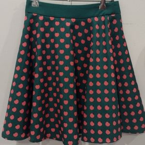 Green and pink apple print skirt